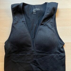 Black Ribbed Sleeveless Top
